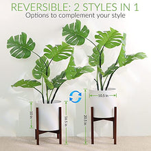 Load image into Gallery viewer, Ceramic Planter with Stand by FineIris - Mid Century 10” Ceramic Pot & Wood Plant Stand- Perfect Planter for Fiddle Leaf Fig Tree, Zizi & Peace Lily